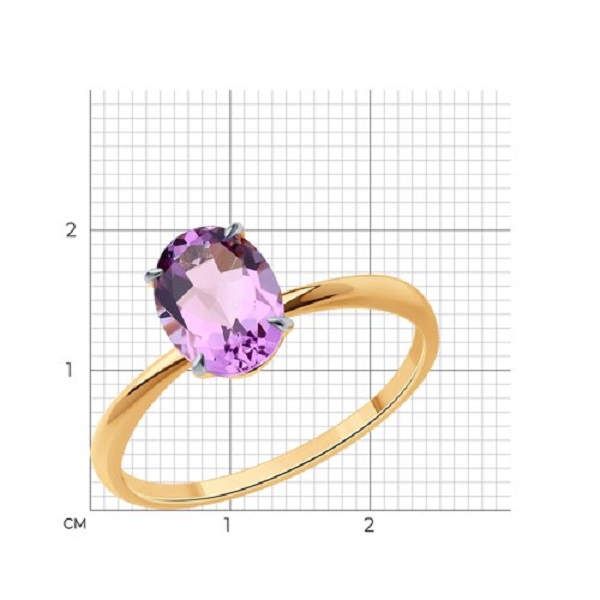 Кольцо из красного золота с аметистом