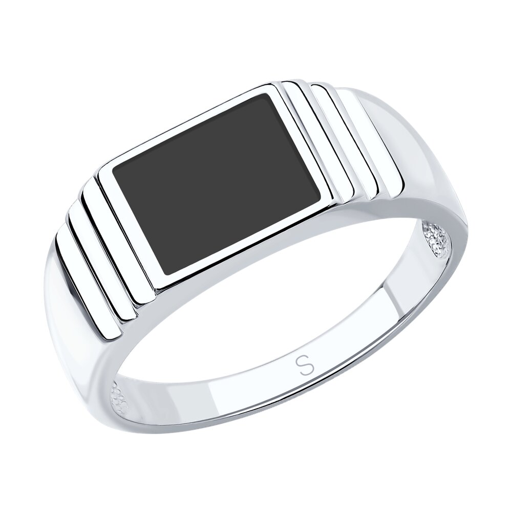 Печатка из серебра с вставкой из чёрной эмали