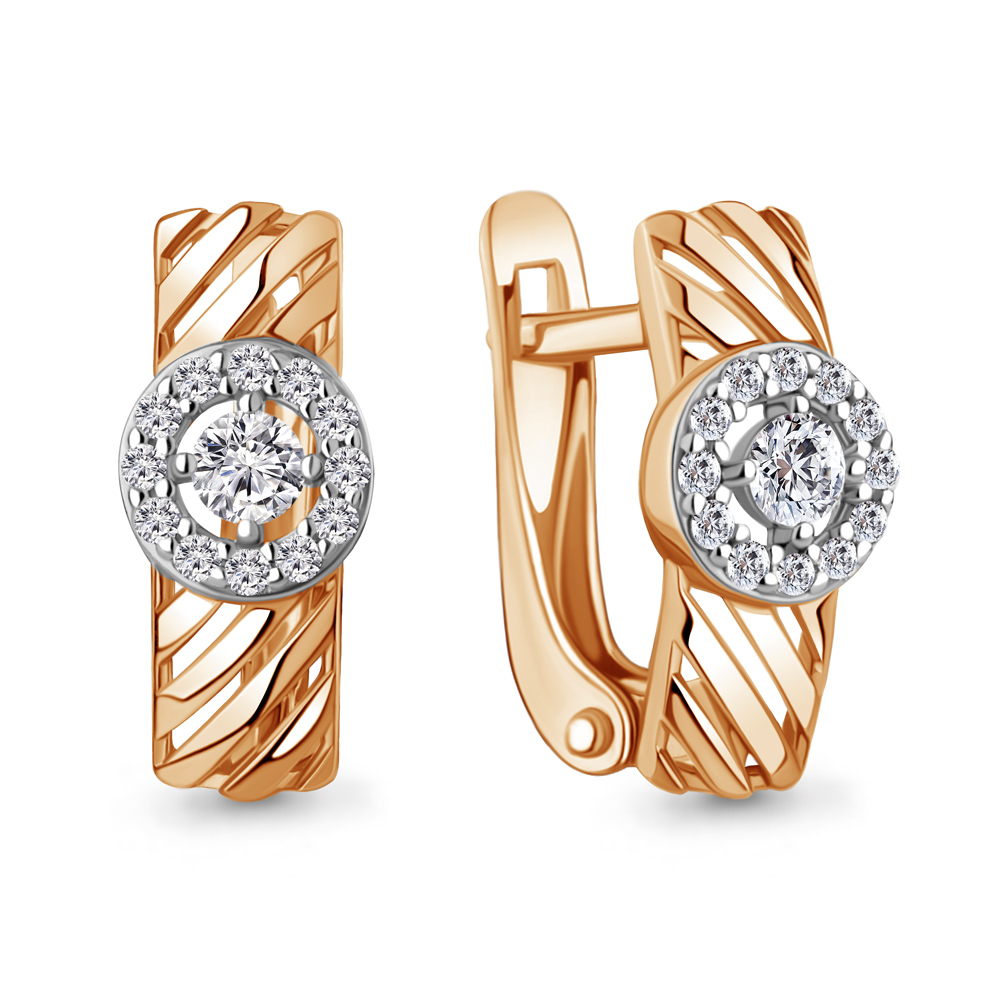 Серьги из красного золота с фианитами