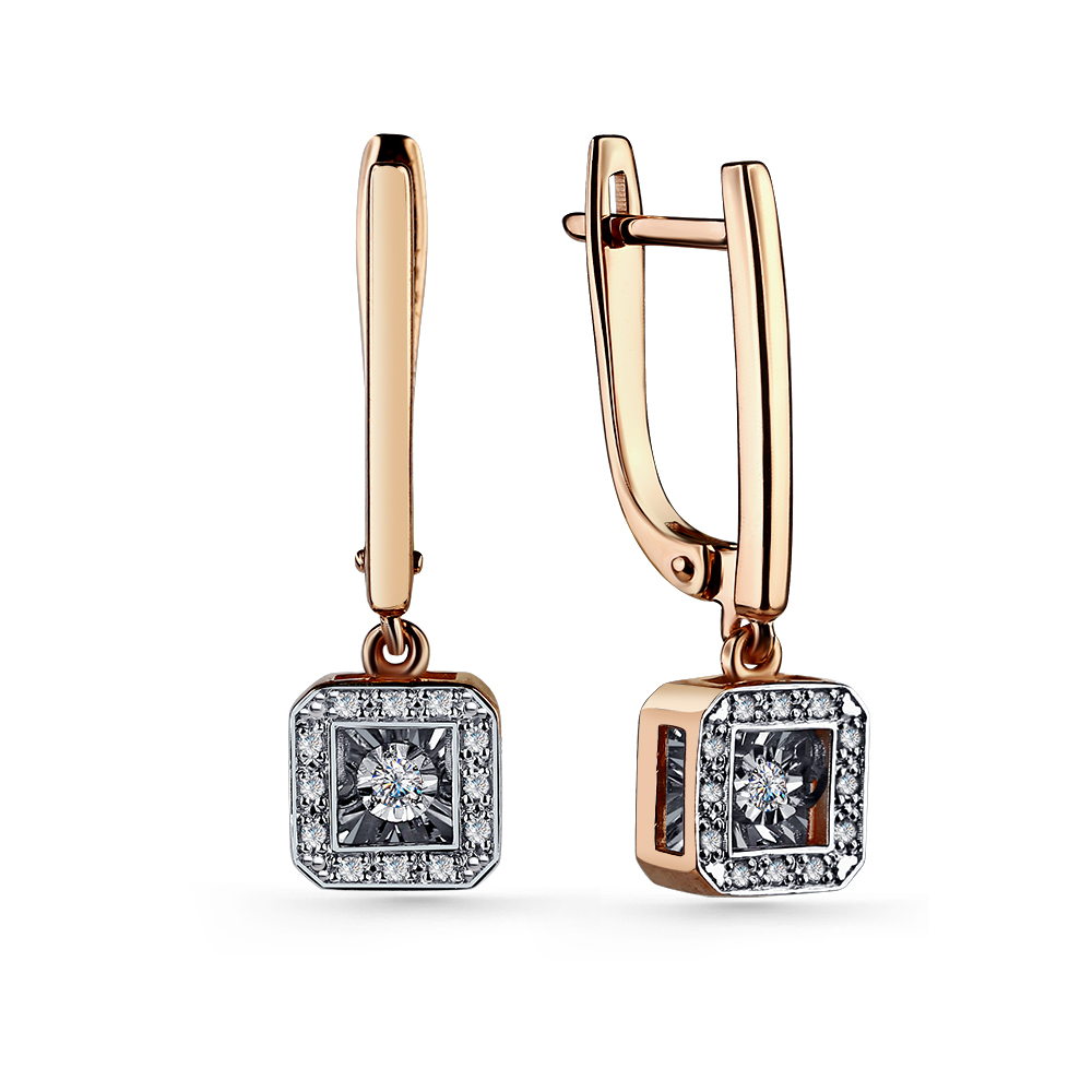 Серьги из красного золота с бриллиантами