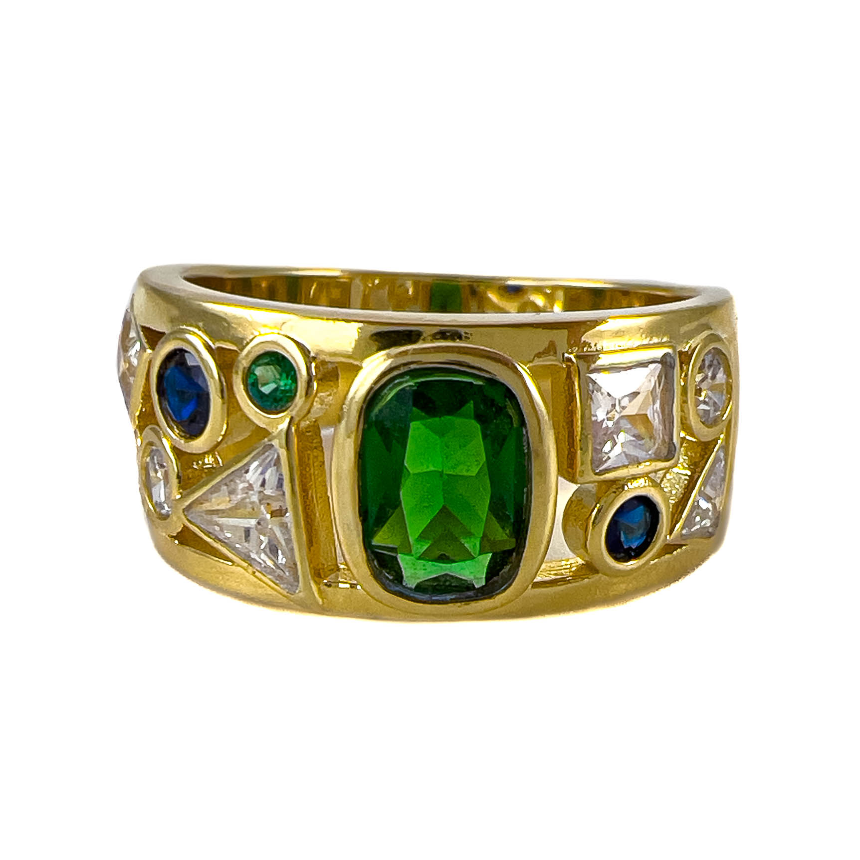 Кольцо из позолоченного серебра с цирконом