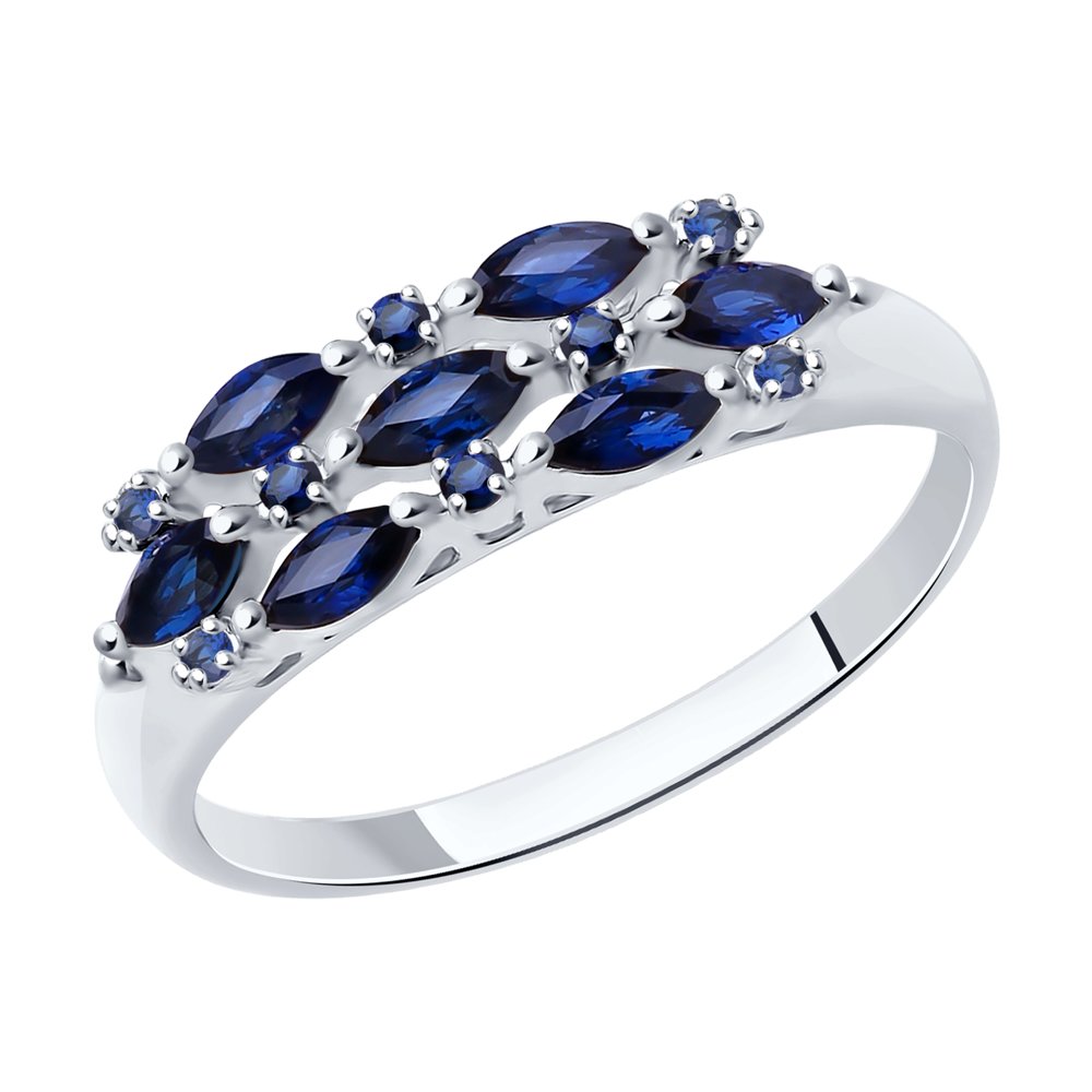 Кольцо из белого золота с сапфирами