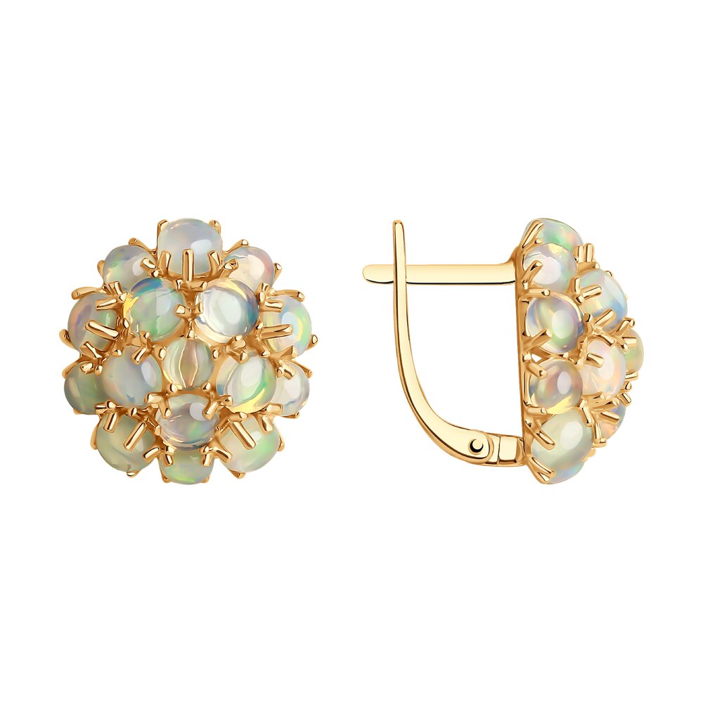 Серьги из красного золота с опалом