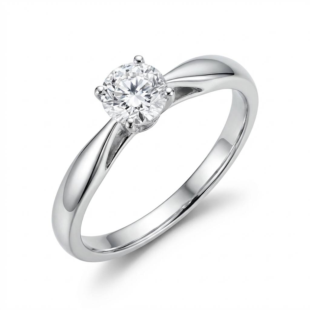 Кольцо из белого золота с бриллиантом