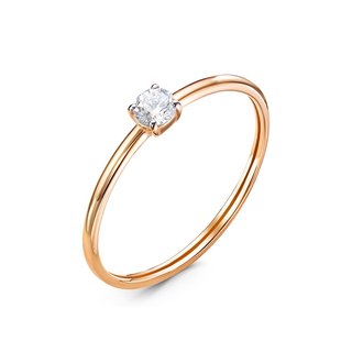 Кольцо из красного золота с фианитом