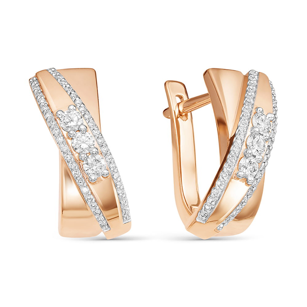 Серьги из красного золота с бриллиантами