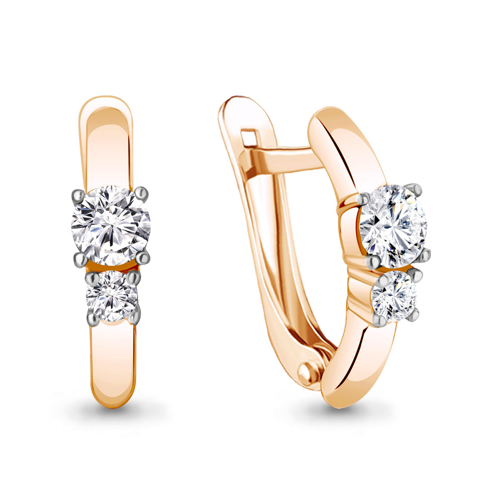 Серьги из красного золота с фианитами