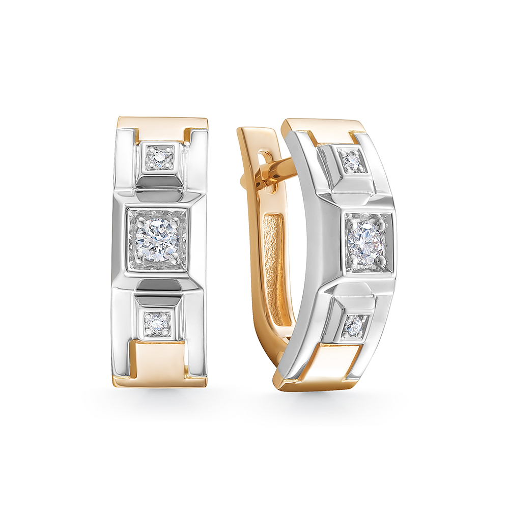 Серьги из комбинированного золота с бриллиантами