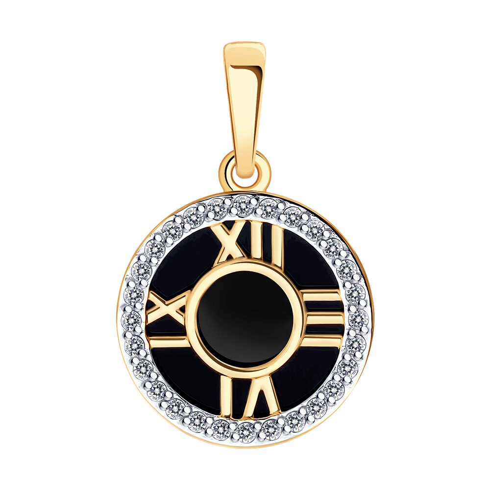 Подвеска из красного золота с агатом и фианитами