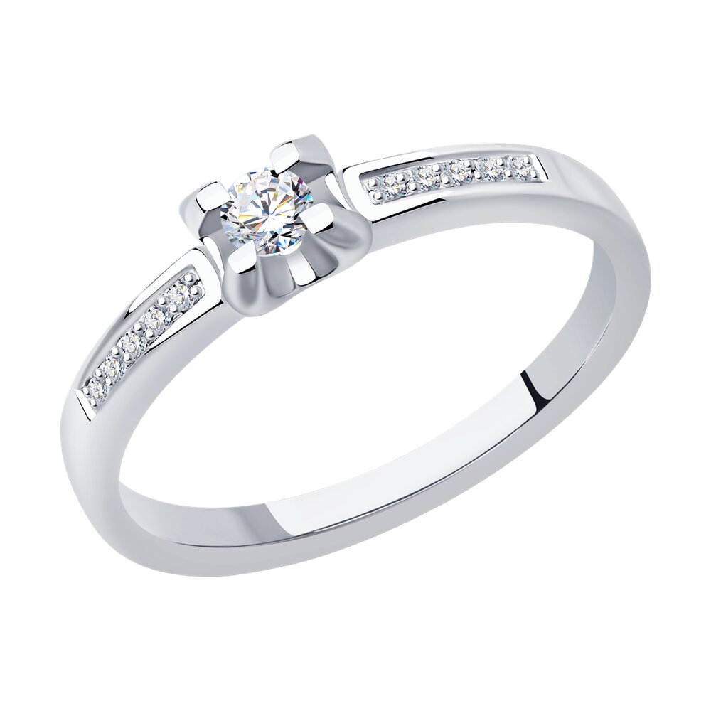 Кольцо из белого золота с бриллиантами