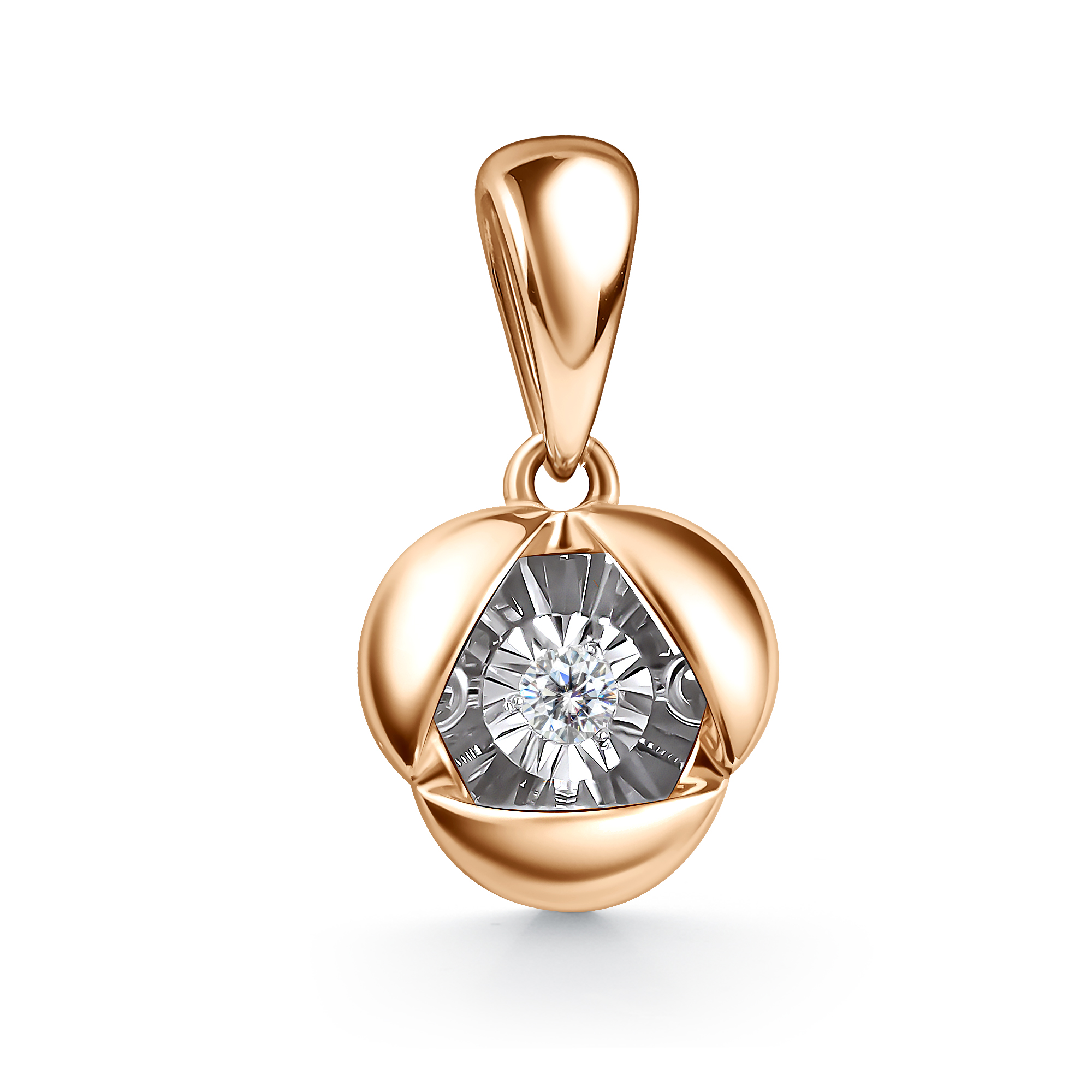 Подвеска из красного золота с танцующим бриллиантом