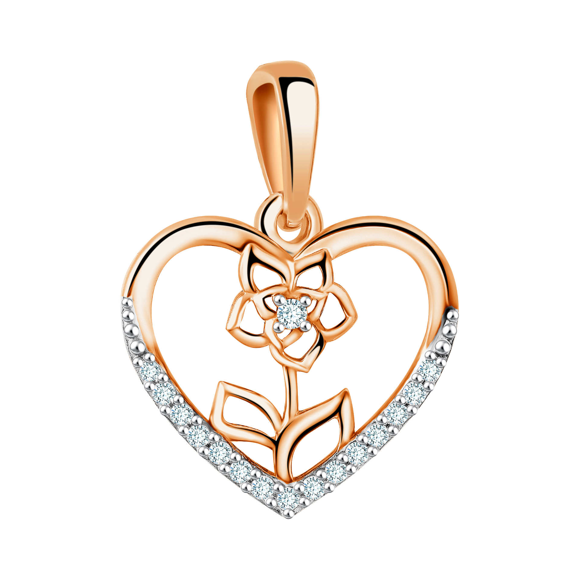 Подвеска из красного золота с фианитами