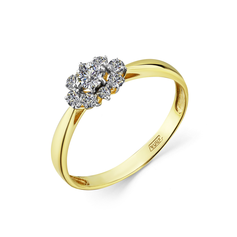 Кольцо из желтого золота с фианитами