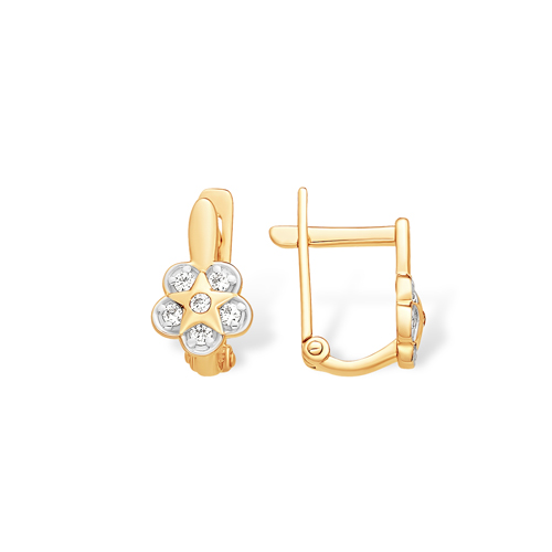 Серьги из красного золота 585 пробы с фианитами