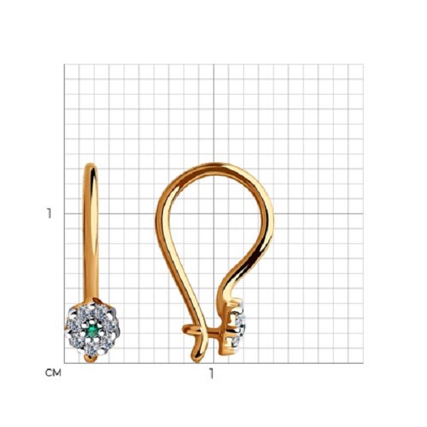 Серьги из красного золота 585 пробы с фианитами