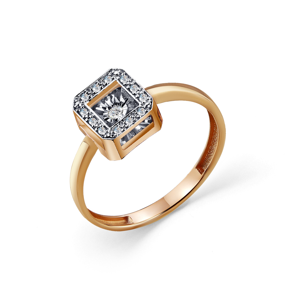 Кольцо из красного золота с танцующим бриллиантом