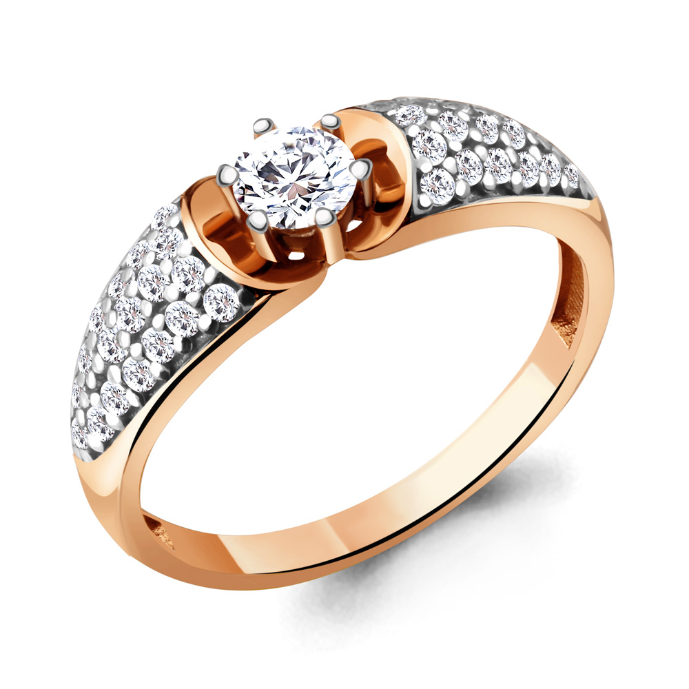 Кольцо из красного золота с фианитами