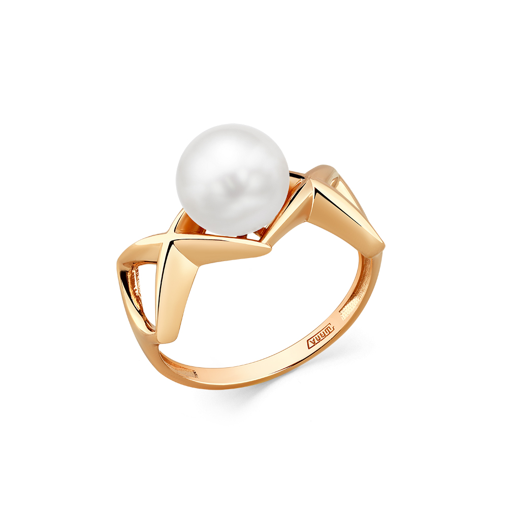 Кольцо из красного золота с жемчугом