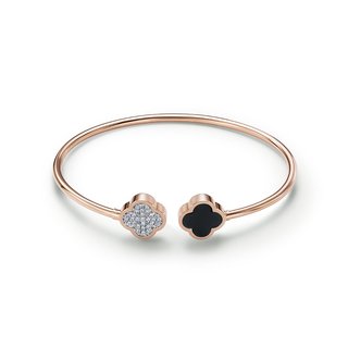 Браслет «Клевер» из красного золота с ониксом и фианитами