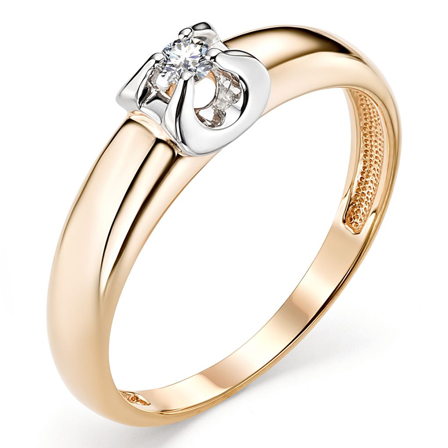 Кольцо из красного золота с бриллиантом