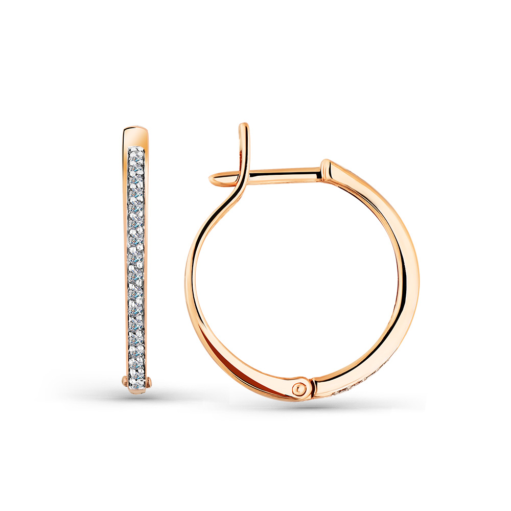 Серьги из красного золота с фианитами