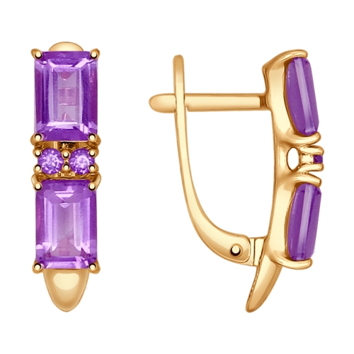 Серьги из красного золота с аметистами