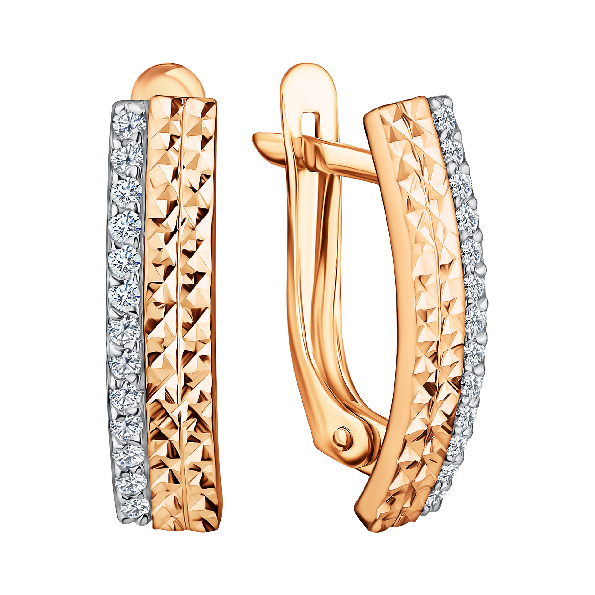 Серьги из красного золота с фианитами