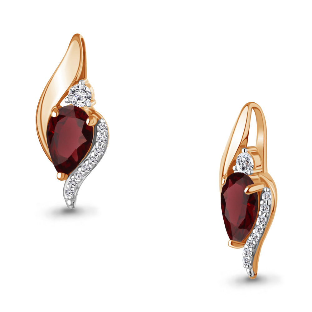 Подвеска из красного золота с гранатом и фианитами