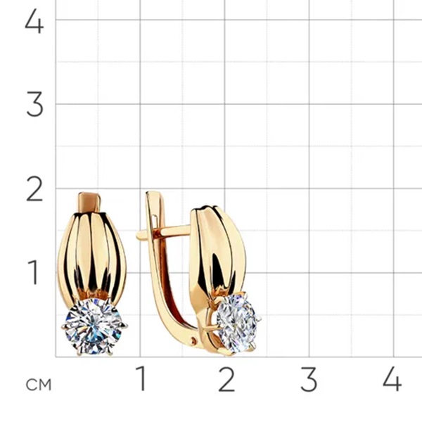 Серьги из красного золота с фианитами