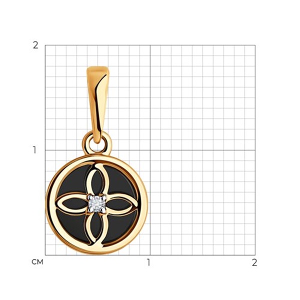 Подвеска из красного золота с агатом и фианитом