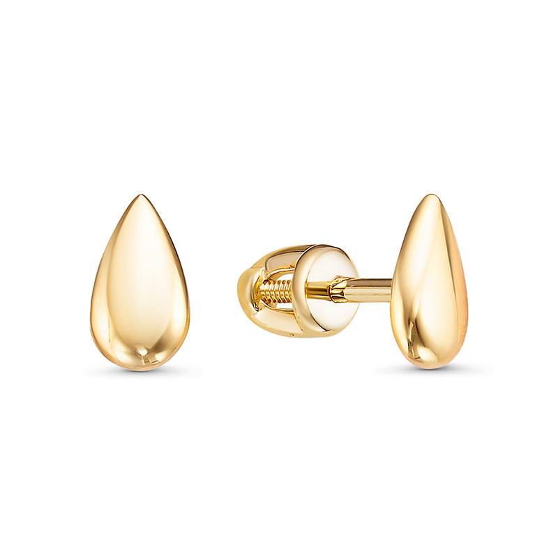 Серьги пусеты из желтого золота