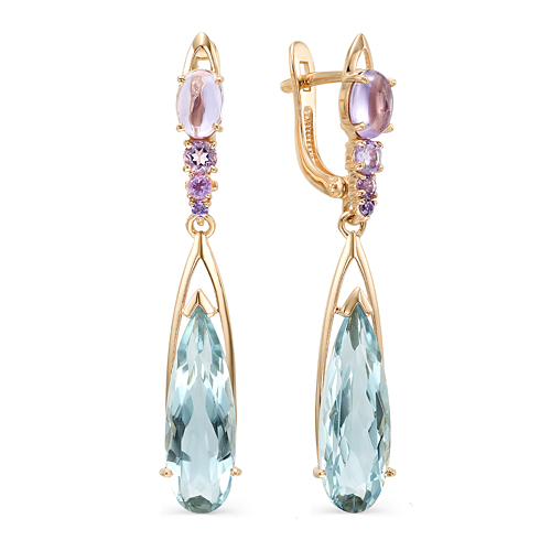 Серьги из красного золота с миксом камней