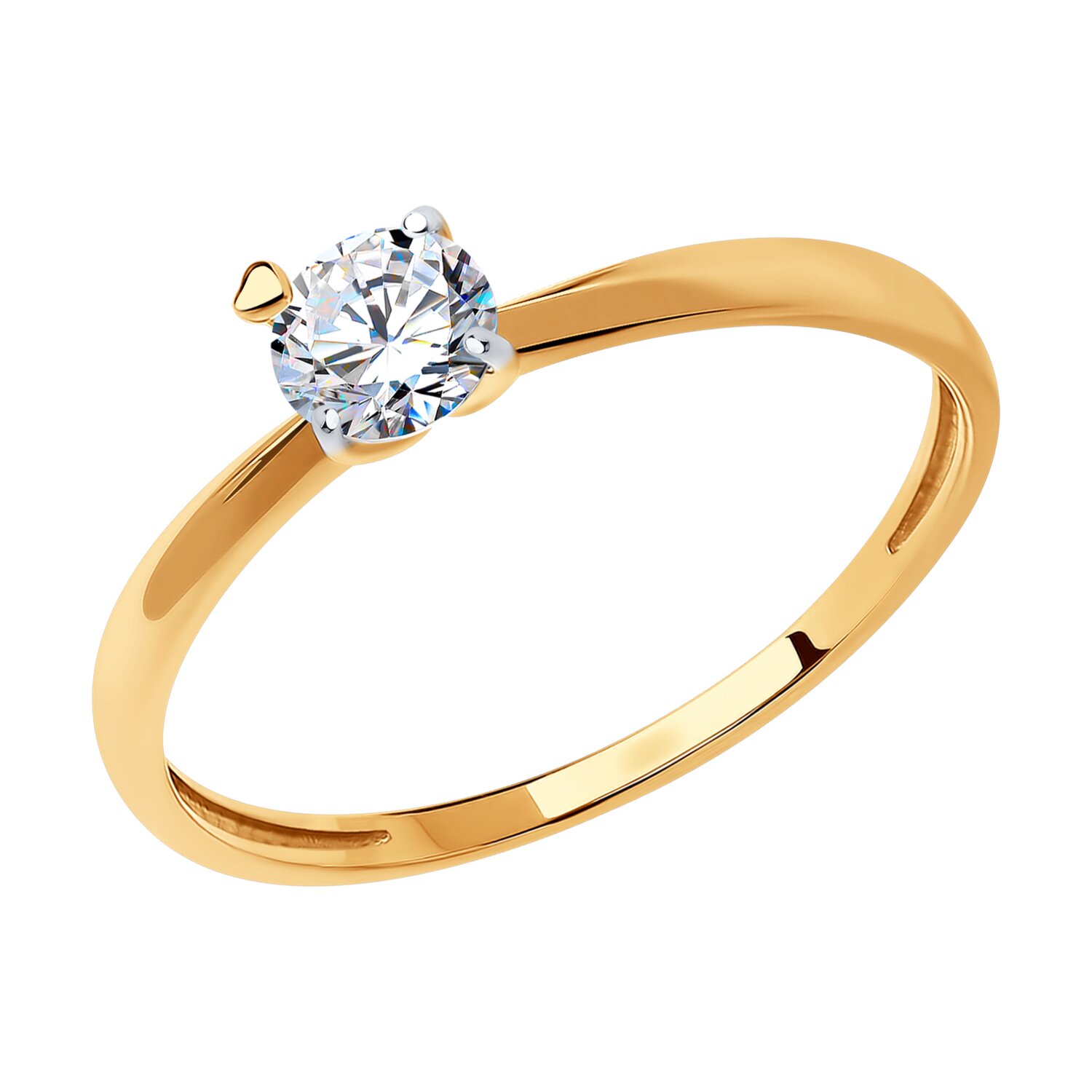 Кольцо из красного золота с фианитом