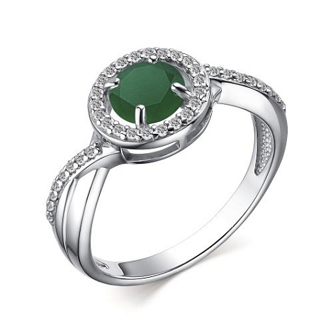 Кольцо из серебра с агатом и фианитами