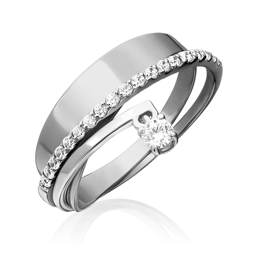 Кольцо из белого золота с фианитами