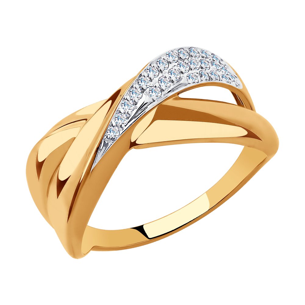 Кольцо из красного золота с фианитами