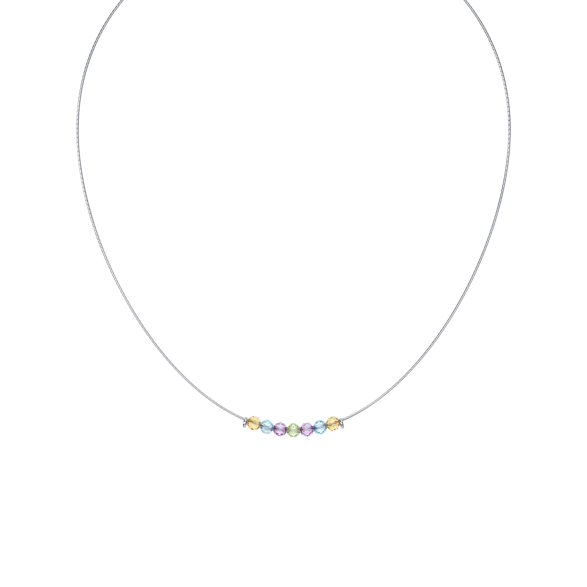 Колье из серебра с миксом камней