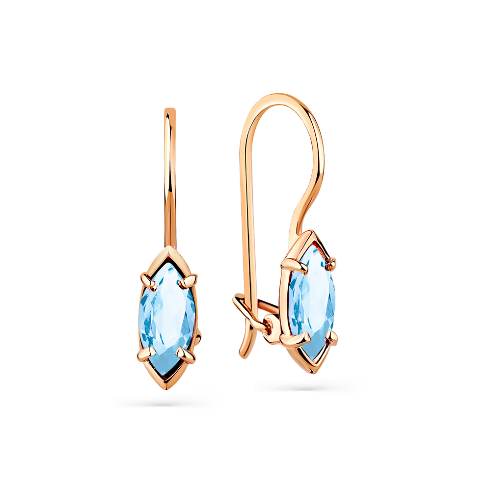 Серьги из красного золота с топазами