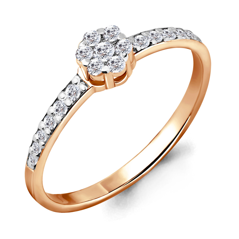 Кольцо из красного золота с фианитами