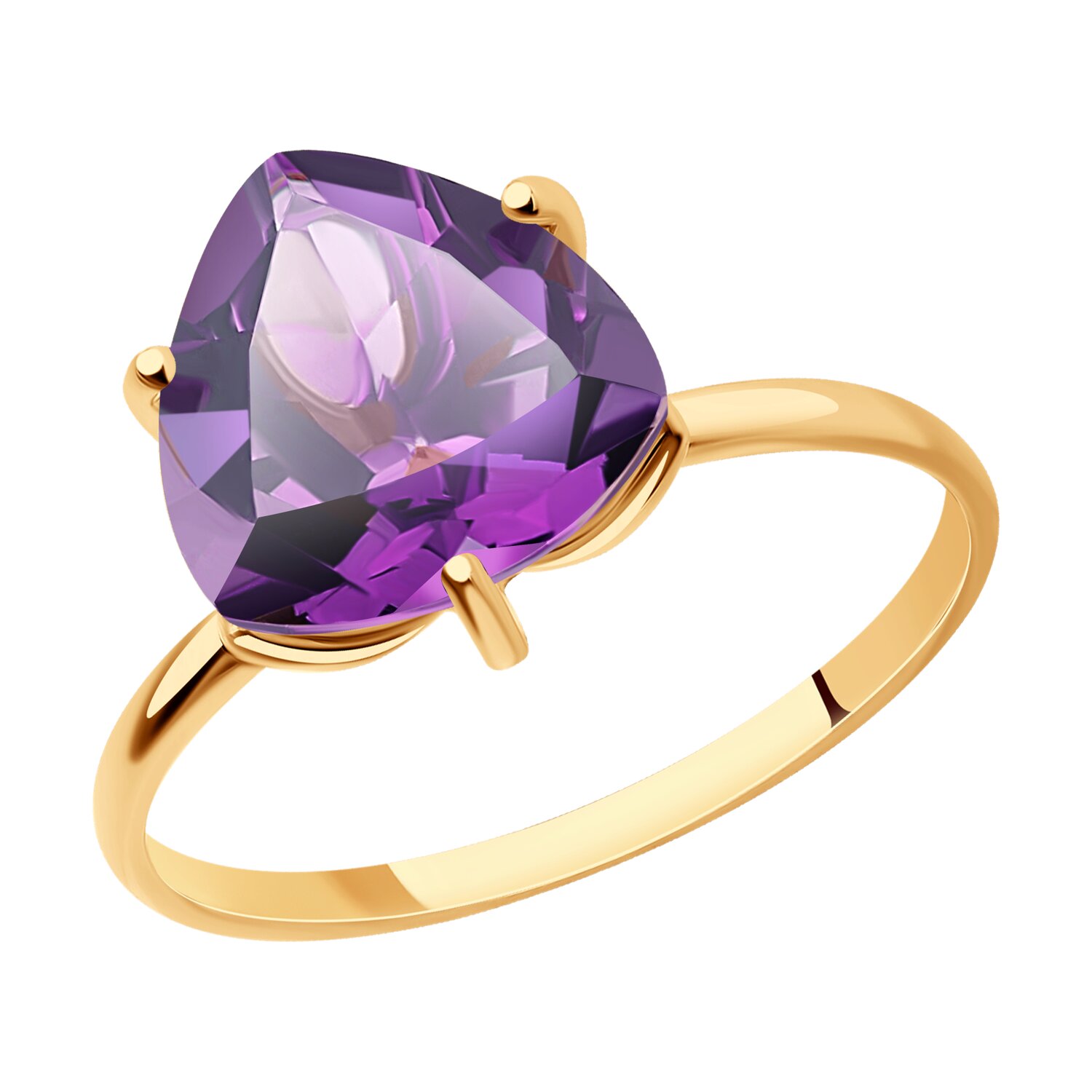 Кольцо из красного золота с аметистом