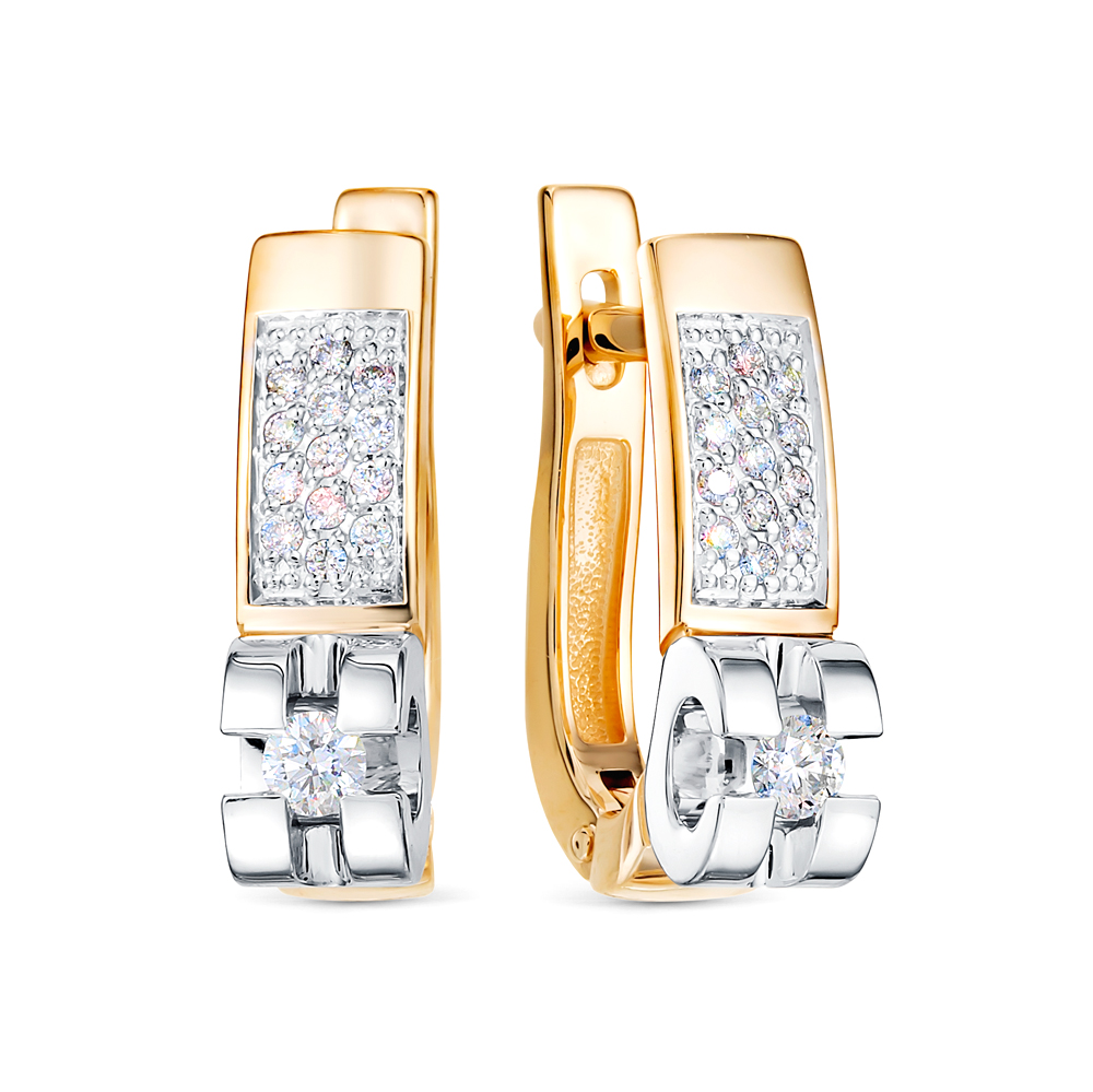 Серьги из комбинированного золота с бриллиантами