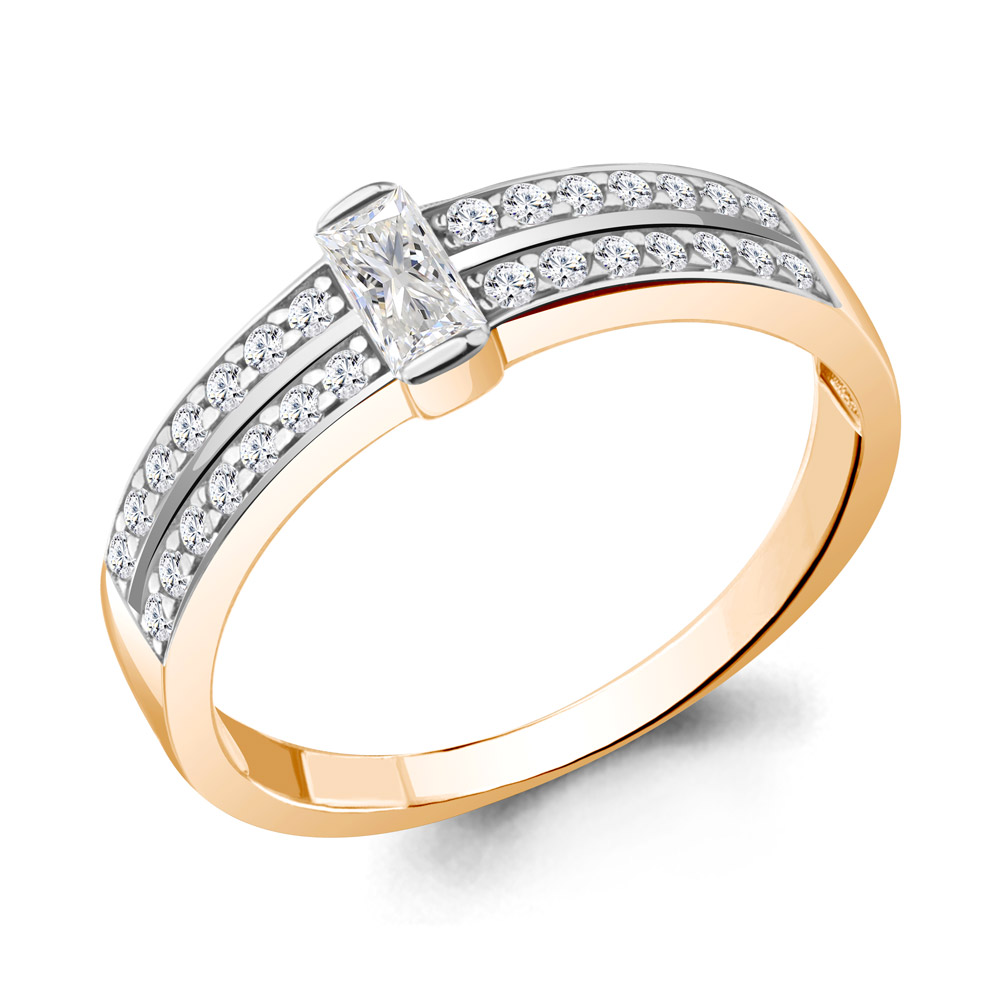 Кольцо из красного золота с фианитами