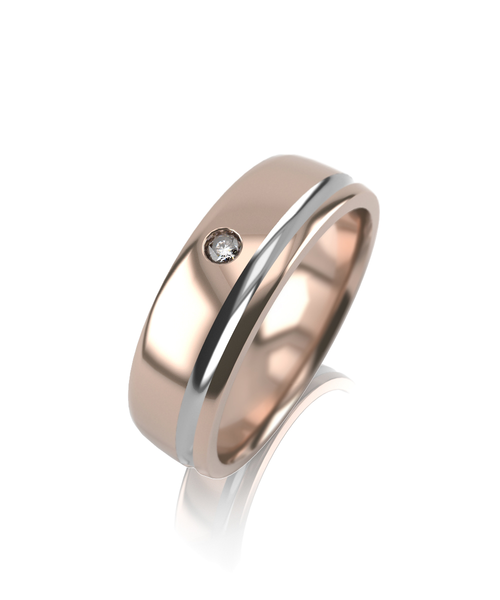 Обручальное кольцо из красного золота с бриллиантом