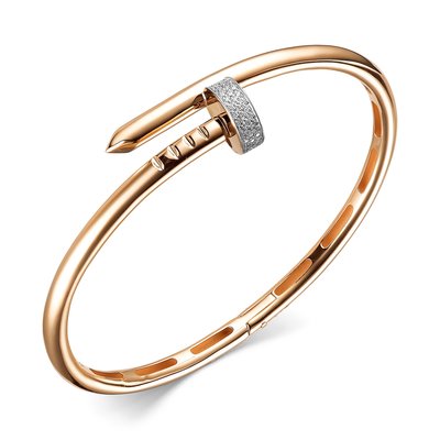 Браслет из красного золота с фианитами «Гвоздь»