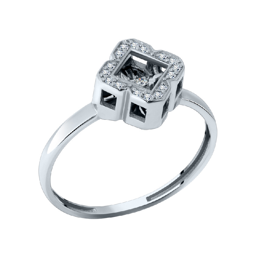 Кольцо из белого золота с танцующим бриллиантом