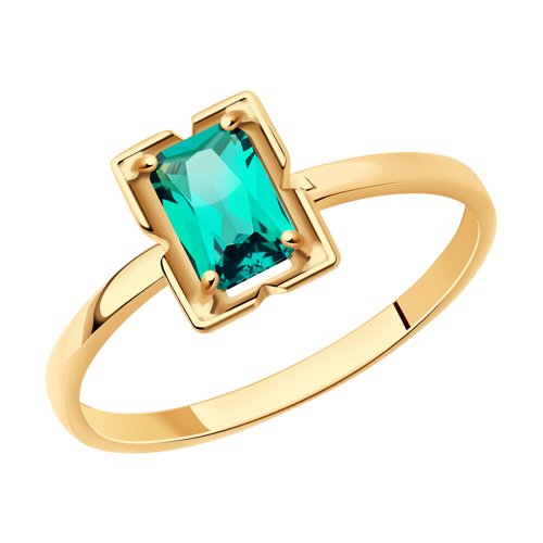 Кольцо из красного золота с гидротермальным изумрудом