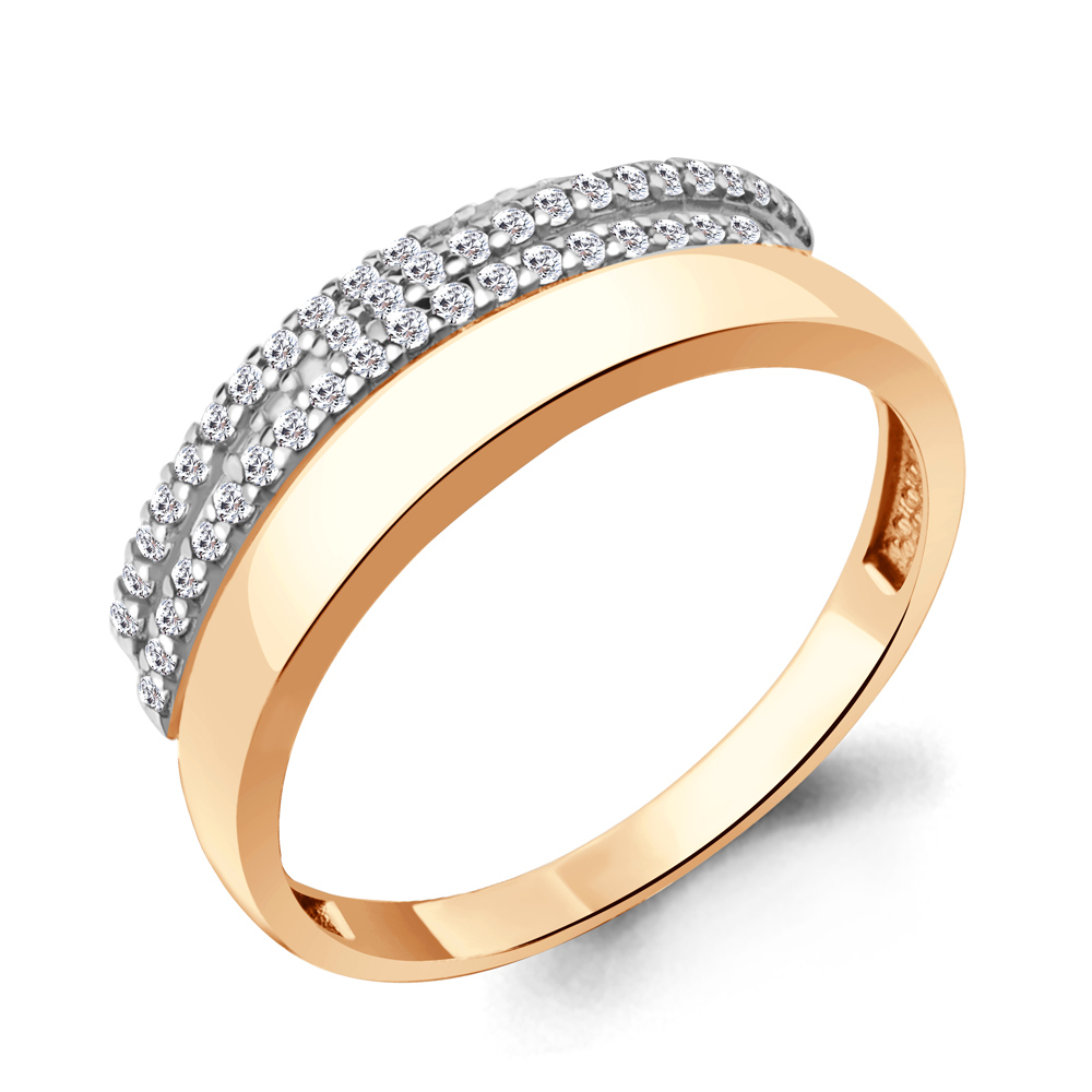 Кольцо из красного золота с фианитами