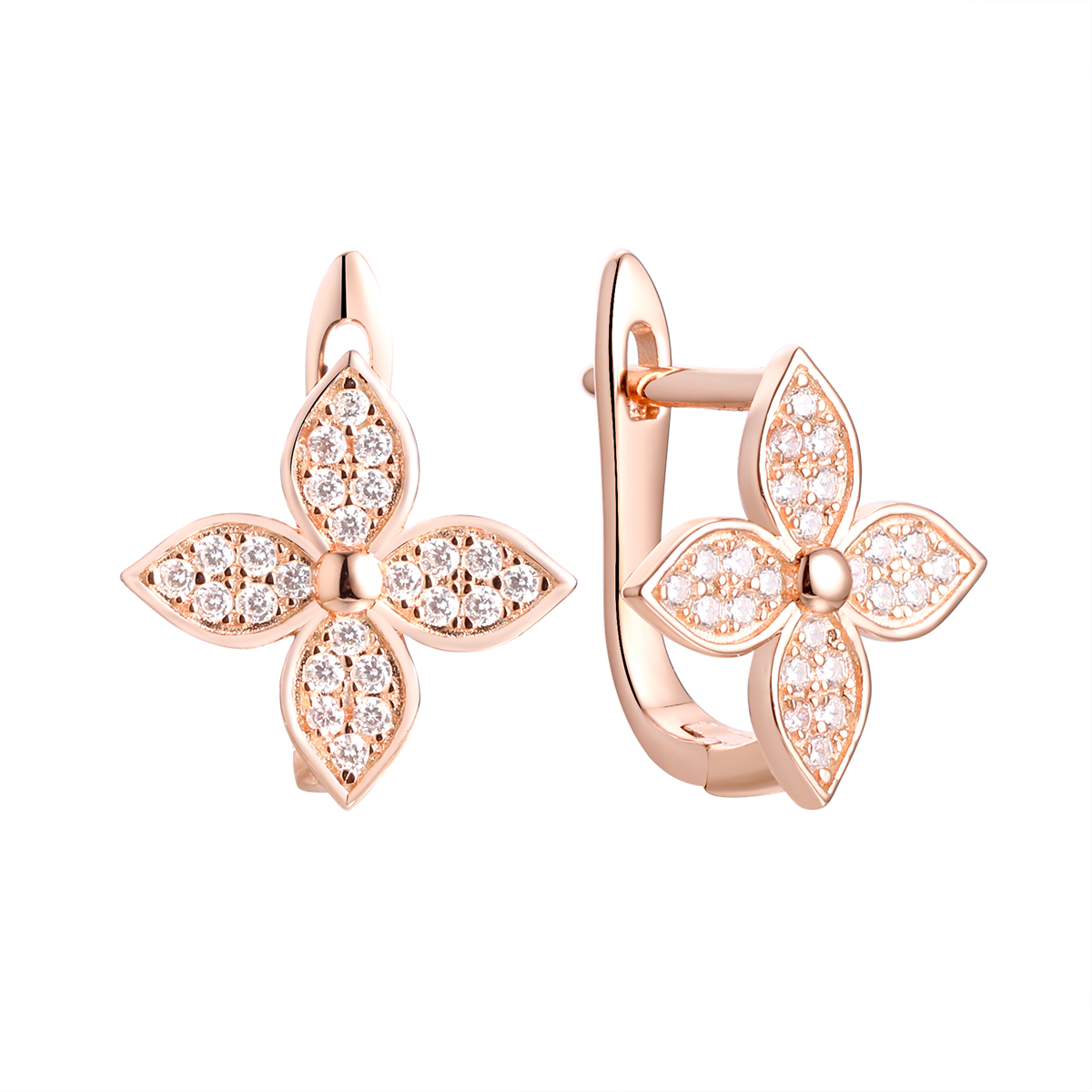 Серьги из позолоченного серебра с фианитами