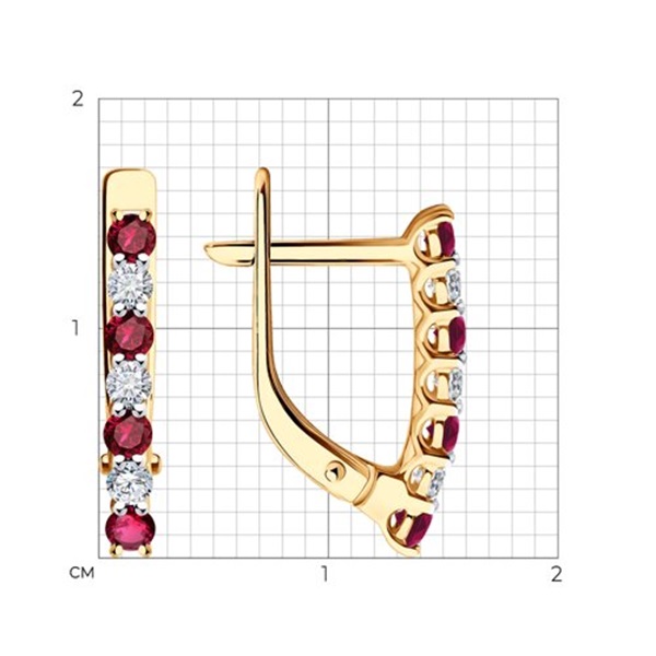 Серьги из красного золота с рубинами и бриллиантами