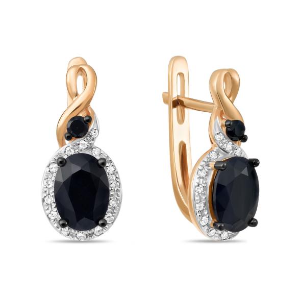 Серьги из золота с бриллиантами и сапфирами